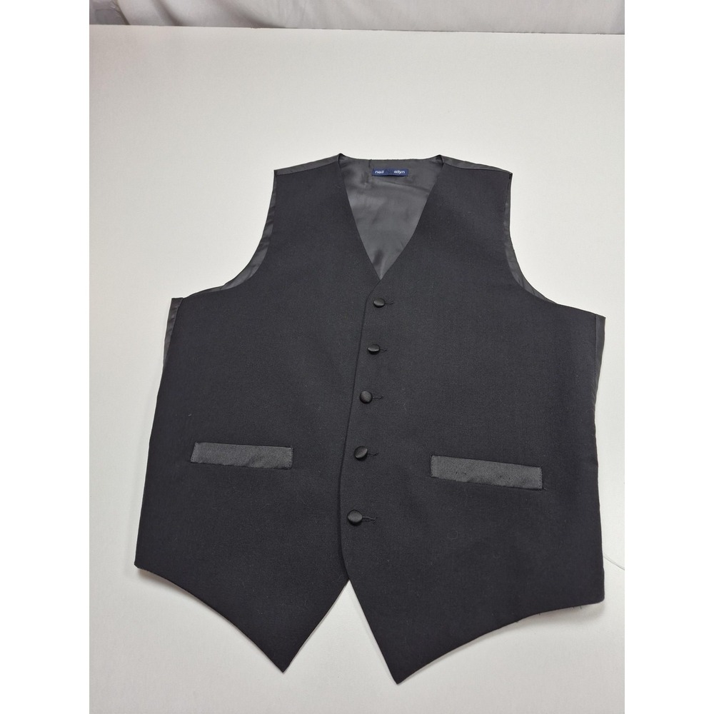 Neil Allyn Vest Mens M Long Black 100% Wool Tuxedo Suit Formal Wedding Groomsmen